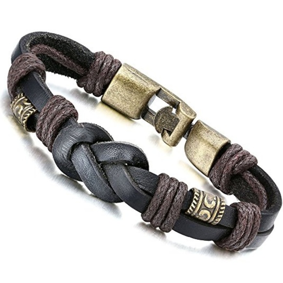 Other - New Stylish Men Rope Leather Bracelet Bangle 8.5"